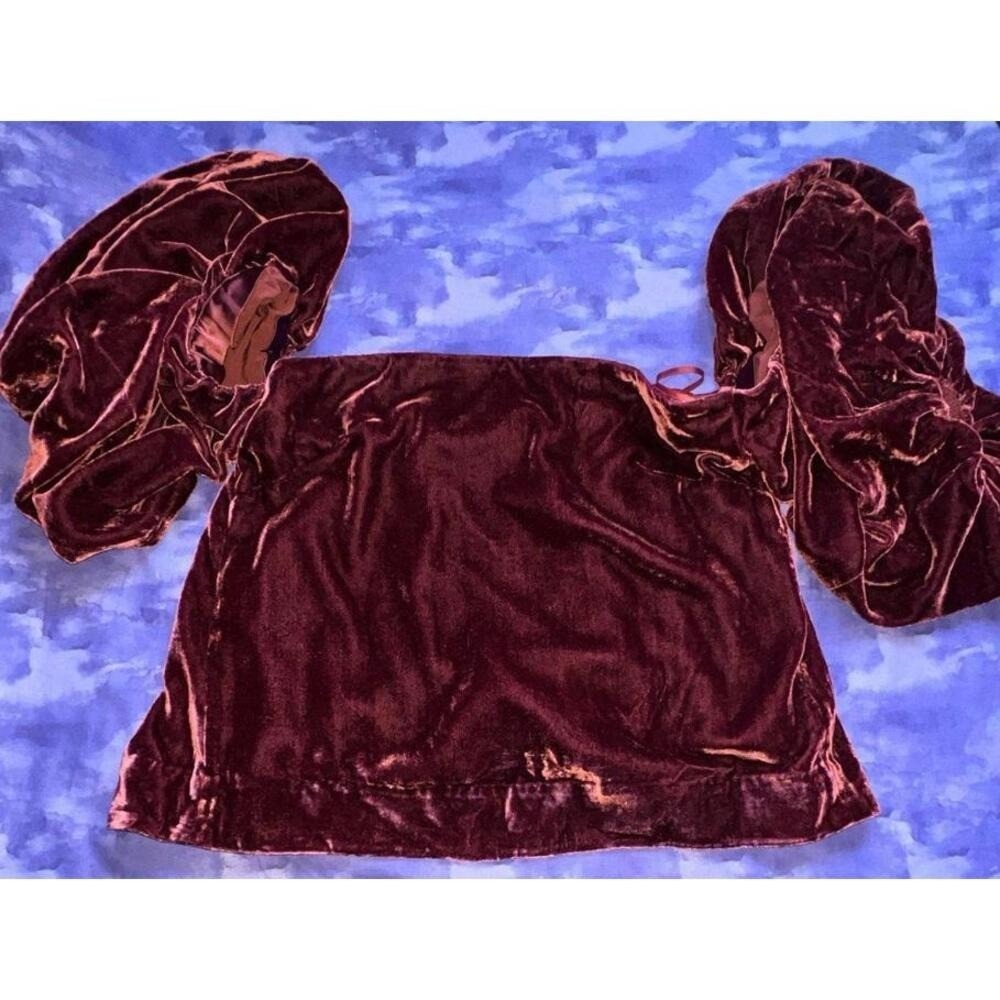 Free People Mare Mare Velvet Puff Pudd Sleeve Lined Off‎ Shoulder Small Top NWT